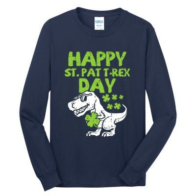 St Patricks Day Shirts Happy St Pat Trex Day Dino Gift Tall Long Sleeve T-Shirt