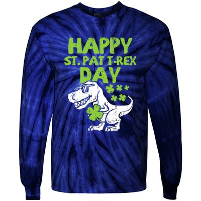 St Patricks Day Shirts Happy St Pat Trex Day Dino Gift Tie-Dye Long Sleeve Shirt