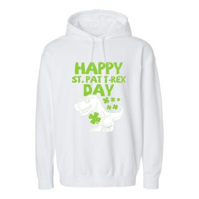 St Patricks Day Shirts Happy St Pat Trex Day Dino Gift Garment-Dyed Fleece Hoodie