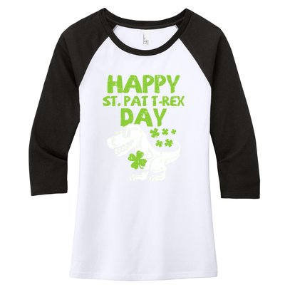 St Patricks Day Shirts Happy St Pat Trex Day Dino Gift Women's Tri-Blend 3/4-Sleeve Raglan Shirt