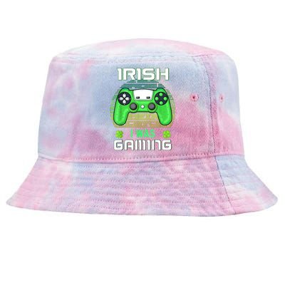 St Patricks Day Gamer Shamrock Irish I Was Gaming Tie-Dyed Bucket Hat