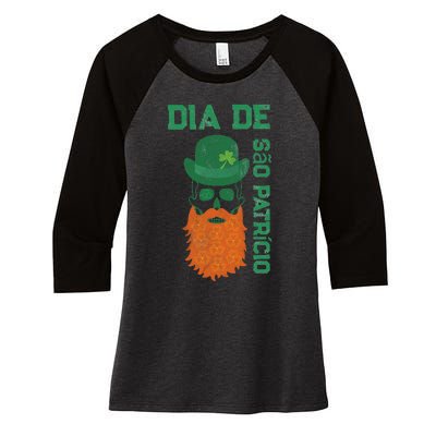 SAINT PATRICK'S DAY SKULL DESIGN Women's Tri-Blend 3/4-Sleeve Raglan Shirt