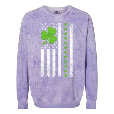 St Patrick's Day Irish American Flag Great Gift Colorblast Crewneck Sweatshirt