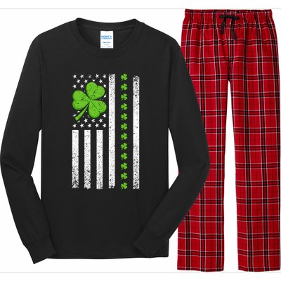 St Patrick's Day Irish American Flag Great Gift Long Sleeve Pajama Set