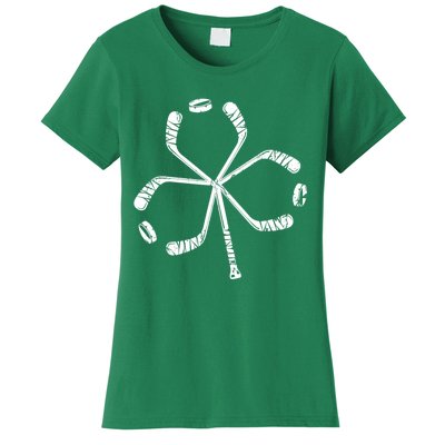 St Patricks Day Hockey Shamrock Vintage Stick Saint Paddy's Women's T-Shirt