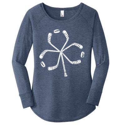 St Patricks Day Hockey Shamrock Vintage Stick Saint Paddy's Women's Perfect Tri Tunic Long Sleeve Shirt