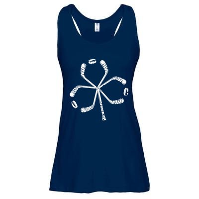 St Patricks Day Hockey Shamrock Vintage Stick Saint Paddy's Ladies Essential Flowy Tank