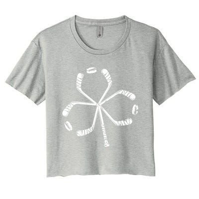 St Patricks Day Hockey Shamrock Vintage Stick Saint Paddy's Women's Crop Top Tee