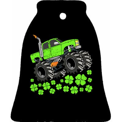 St Patricks Day Lucky Monster Truck Ceramic Bell Ornament