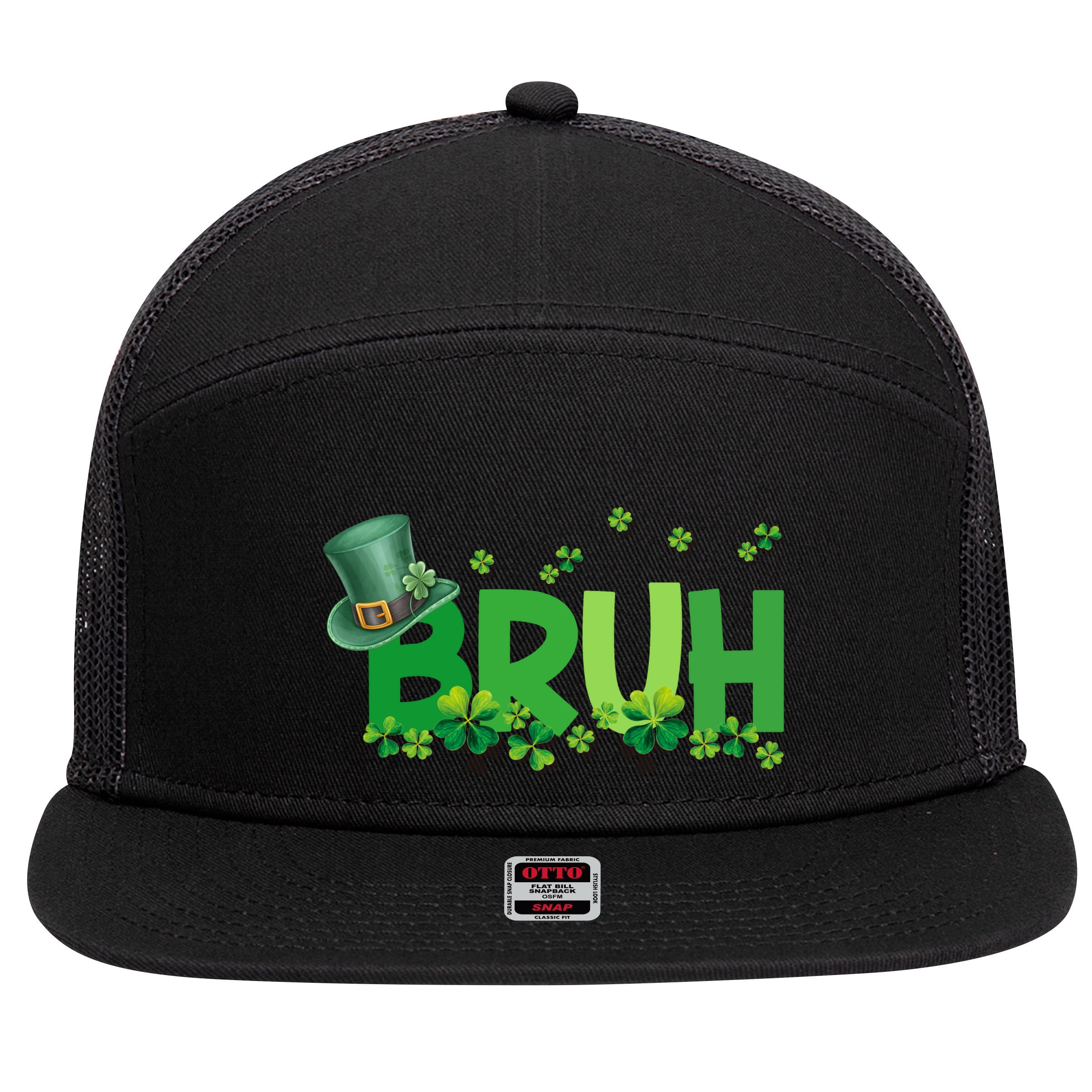 Saint Patricks Day Bruh St Pattys Day 7 Panel Mesh Trucker Snapback Hat