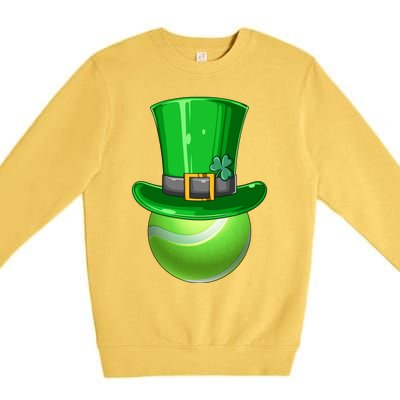 St Patrick's Day Tennis Irish Tennis Players Leprechaun Hat Gift Premium Crewneck Sweatshirt