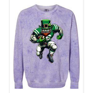 St PatrickS Day Leprechaun Football Player Irish Colorblast Crewneck Sweatshirt