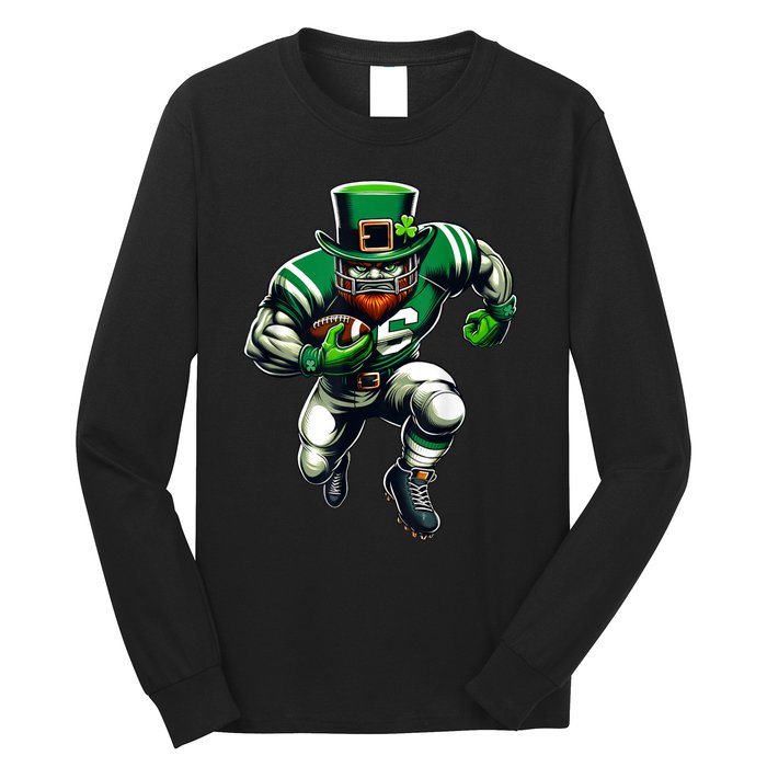 St PatrickS Day Leprechaun Football Player Irish Long Sleeve Shirt