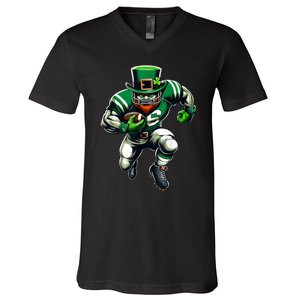 St PatrickS Day Leprechaun Football Player Irish V-Neck T-Shirt