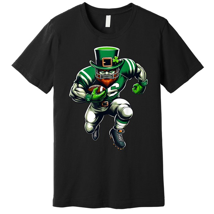 St PatrickS Day Leprechaun Football Player Irish Premium T-Shirt