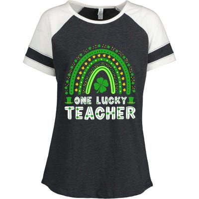 St. Patrick's Day One Lucky Teacher Ireland Premium Enza Ladies Jersey Colorblock Tee