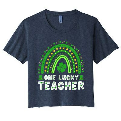 St. Patrick's Day One Lucky Teacher Ireland Premium Women's Crop Top Tee