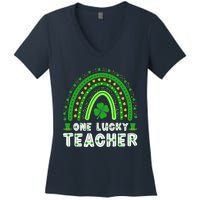 St. Patrick's Day One Lucky Teacher Ireland Premium Women's V-Neck T-Shirt