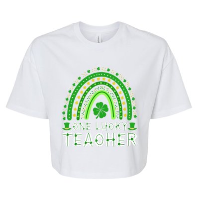 St. Patrick's Day One Lucky Teacher Ireland Premium Bella+Canvas Jersey Crop Tee