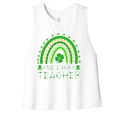 St. Patrick's Day One Lucky Teacher Ireland Premium Women's Racerback Cropped Tank