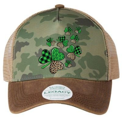 St. Patricks Day Shamrock Irish Leopard Print Plaid Pattern Legacy Tie Dye Trucker Hat