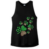 St. Patricks Day Shamrock Irish Leopard Print Plaid Pattern Ladies PosiCharge Tri-Blend Wicking Tank