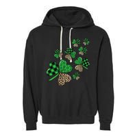 St. Patricks Day Shamrock Irish Leopard Print Plaid Pattern Garment-Dyed Fleece Hoodie