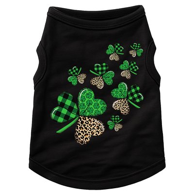 St. Patricks Day Shamrock Irish Leopard Print Plaid Pattern Doggie Tank
