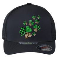St. Patricks Day Shamrock Irish Leopard Print Plaid Pattern Flexfit Unipanel Trucker Cap