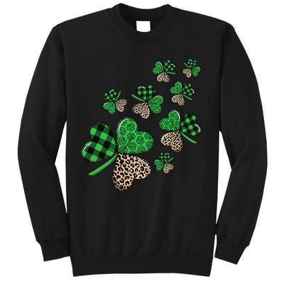 St. Patricks Day Shamrock Irish Leopard Print Plaid Pattern Sweatshirt