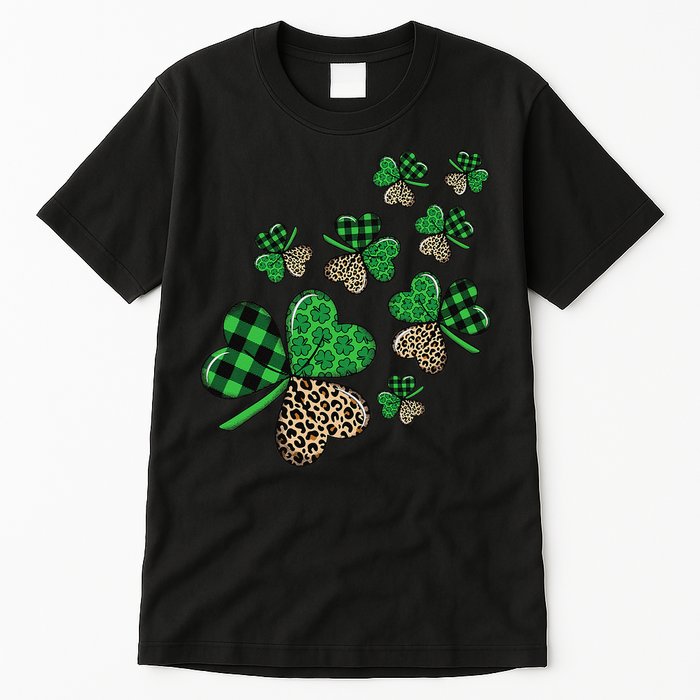 St. Patricks Day Shamrock Irish Leopard Print Plaid Pattern Tall T-Shirt