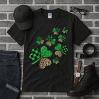 St. Patricks Day Shamrock Irish Leopard Print Plaid Pattern Tall T-Shirt