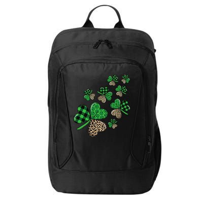St. Patricks Day Shamrock Irish Leopard Print Plaid Pattern City Backpack