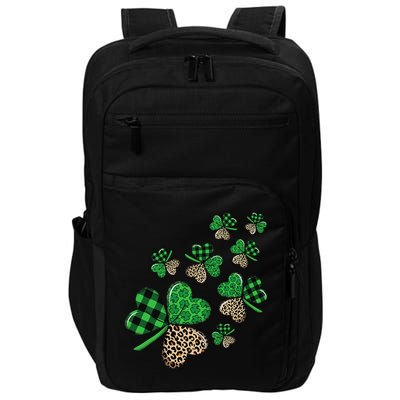 St. Patricks Day Shamrock Irish Leopard Print Plaid Pattern Impact Tech Backpack