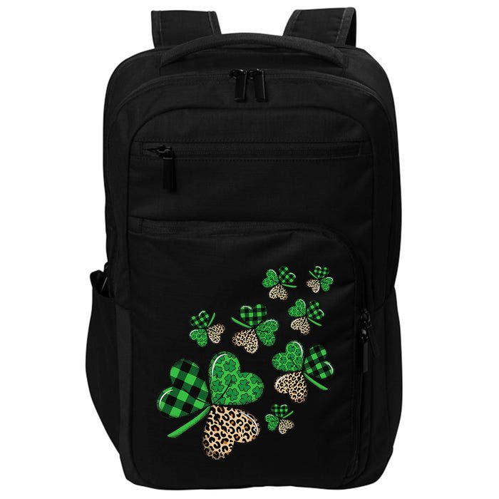 St. Patricks Day Shamrock Irish Leopard Print Plaid Pattern Impact Tech Backpack