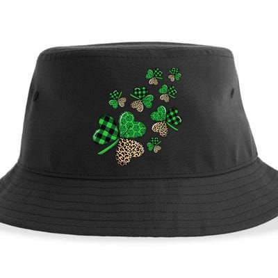 St. Patricks Day Shamrock Irish Leopard Print Plaid Pattern Sustainable Bucket Hat