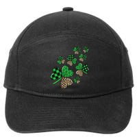 St. Patricks Day Shamrock Irish Leopard Print Plaid Pattern 7-Panel Snapback Hat