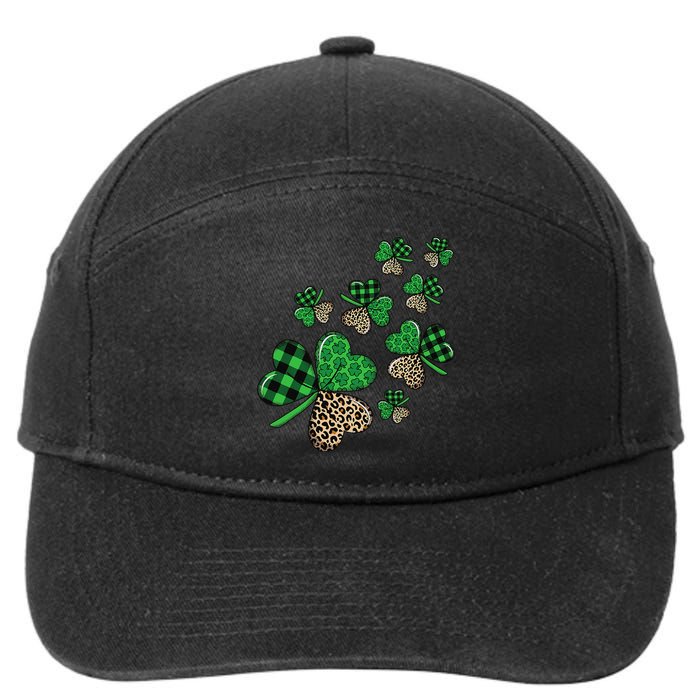 St. Patricks Day Shamrock Irish Leopard Print Plaid Pattern 7-Panel Snapback Hat