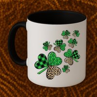 St. Patricks Day Shamrock Irish Leopard Print Plaid Pattern Mug