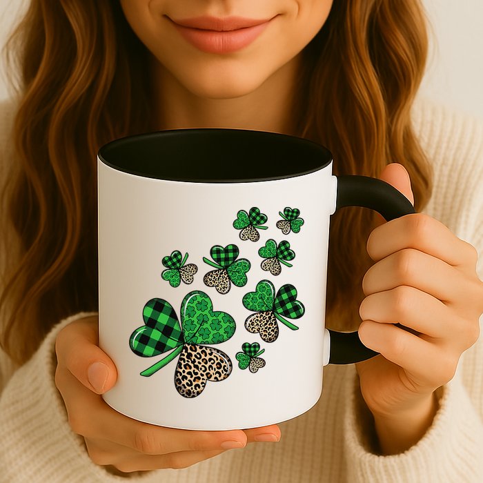 St. Patricks Day Shamrock Irish Leopard Print Plaid Pattern Mug