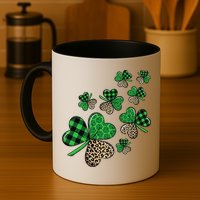 St. Patricks Day Shamrock Irish Leopard Print Plaid Pattern Mug