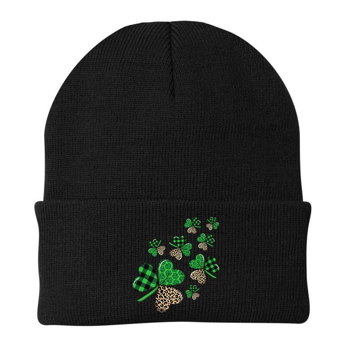 St. Patricks Day Shamrock Irish Leopard Print Plaid Pattern Beanie