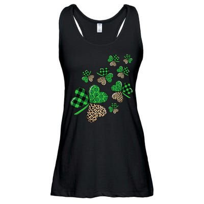 St. Patricks Day Shamrock Irish Leopard Print Plaid Pattern Ladies Essential Flowy Tank