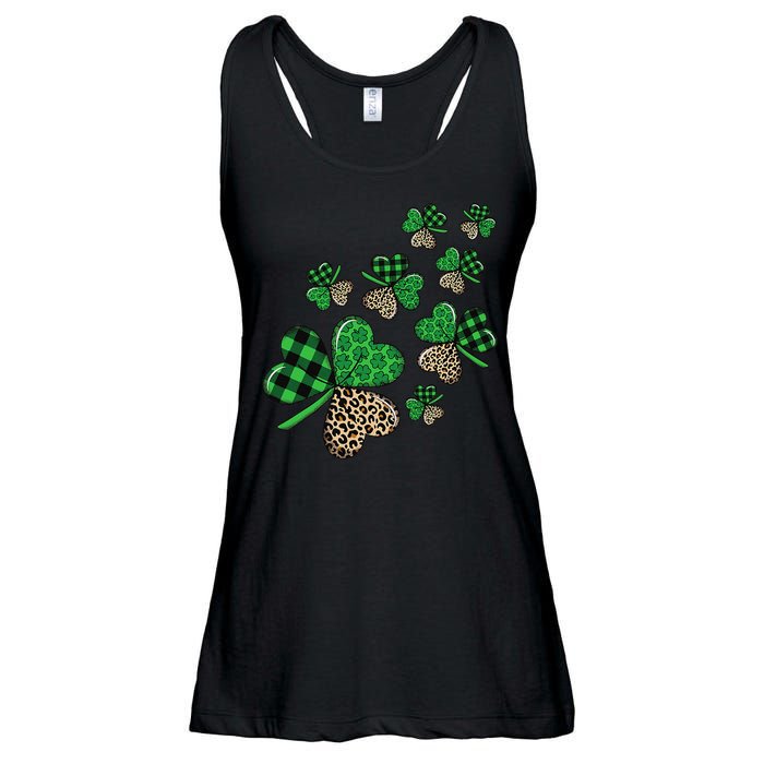St. Patricks Day Shamrock Irish Leopard Print Plaid Pattern Ladies Essential Flowy Tank
