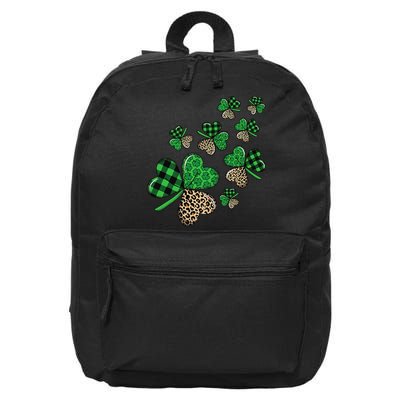 St. Patricks Day Shamrock Irish Leopard Print Plaid Pattern 16 in Basic Backpack
