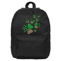 St. Patricks Day Shamrock Irish Leopard Print Plaid Pattern 16 in Basic Backpack