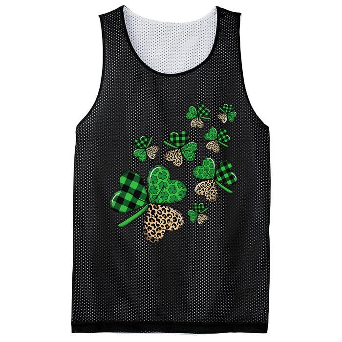 St. Patricks Day Shamrock Irish Leopard Print Plaid Pattern Mesh Reversible Basketball Jersey Tank