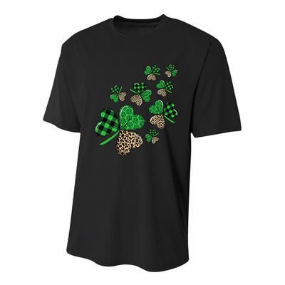 St. Patricks Day Shamrock Irish Leopard Print Plaid Pattern Youth Performance Sprint T-Shirt