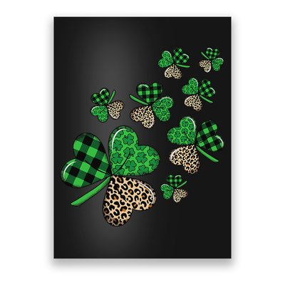 St. Patricks Day Shamrock Irish Leopard Print Plaid Pattern Poster