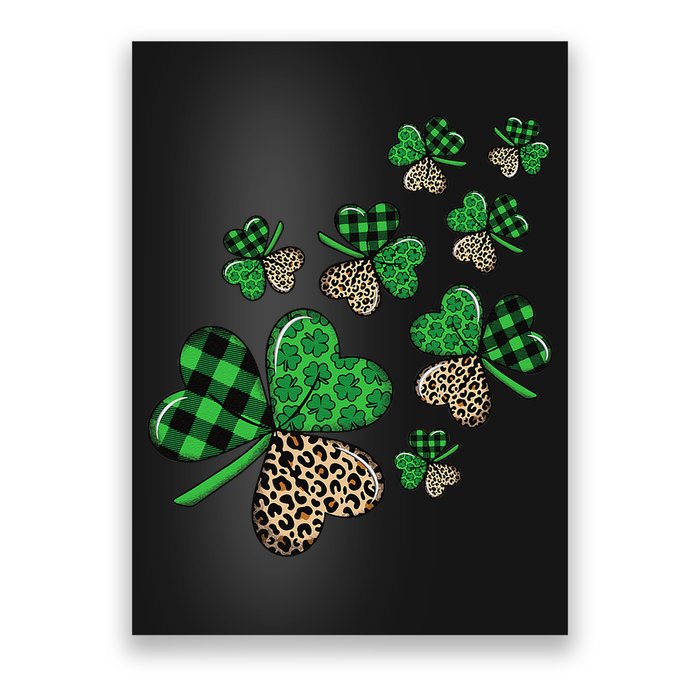 St. Patricks Day Shamrock Irish Leopard Print Plaid Pattern Poster